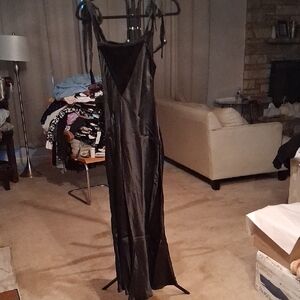Zara Elegant Black Satin Maxi Dress